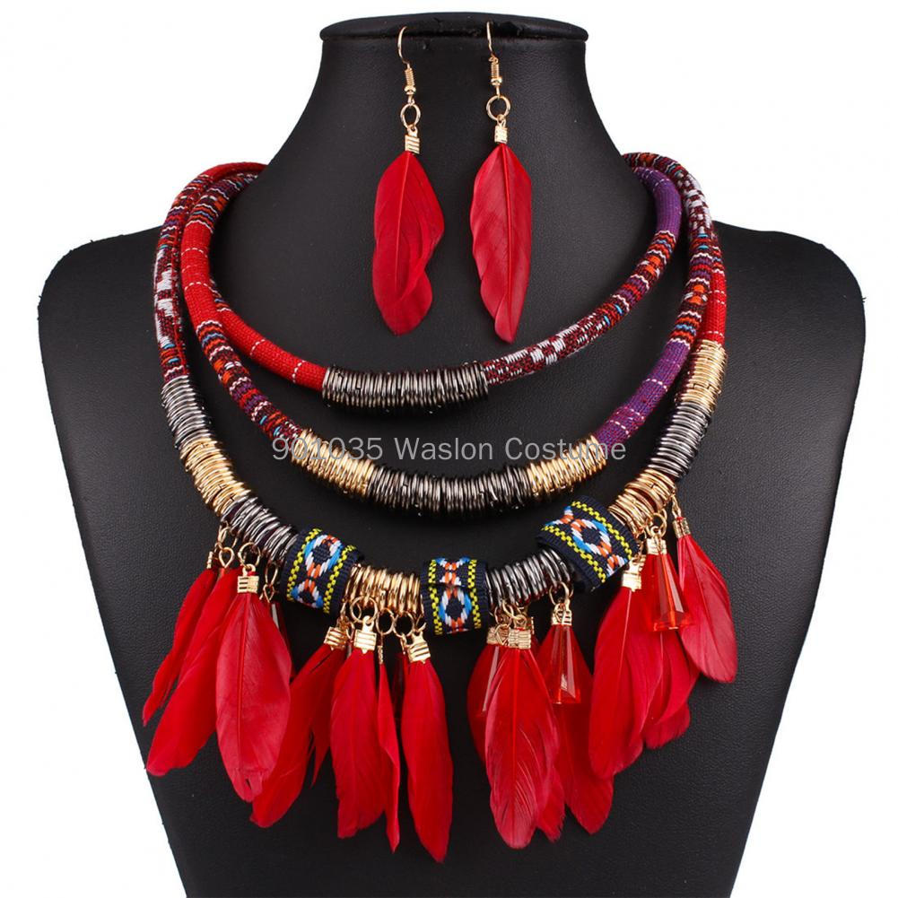 Women Accessories In Egypt - 2 pz/set egitto piuma nappa collana