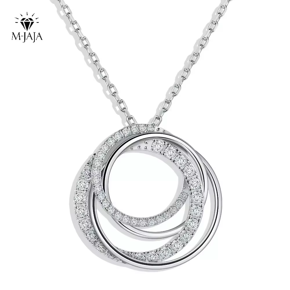 Layered Necklace Set - M-JAJA Collana con ciondolo Moissanite per