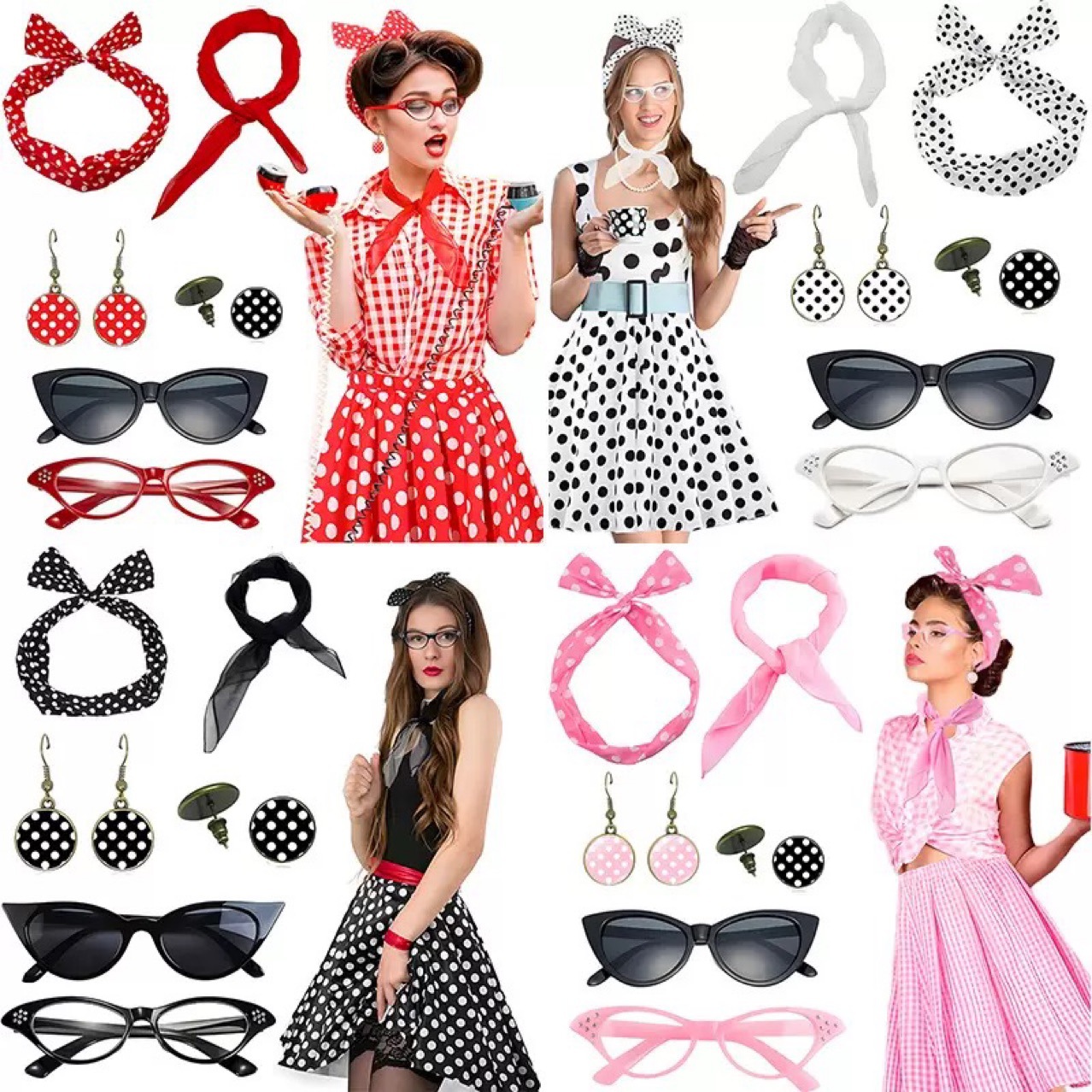 Anni '50 Retro Party Cosplay D - Women'S Accessories In The 1950S recensione e prezzo
